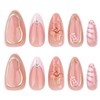 Hkanlre Press on Nails Almond Gradient Fake Cute Nails Tips