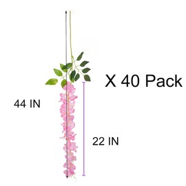 40 Pack Wisteria Flower Vines Garland, 3.75 Feet Artificial Flower Strings, Fake Hanging Flowers, Silk Wisteria Garland Flowers, Wisteria Vine for Wedding, Garden, Wall Decoration (Peach)