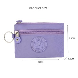 ERJUR Small Wallet for Women Men Coin Purse Change Holder Zipper Nylon Coin Purse with Keychain, Beige, Fasion Coin Purse