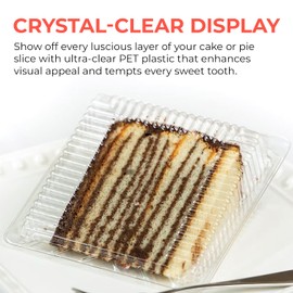 Sideways Cake Slice Containers with Hinged Lids – 30 Pack, Clear Disposable Plastic Dessert Slice Boxes, Leak-Resistant & Stackable – Ideal for Cake, Cheesecake, Pie, Bakery & Party Use