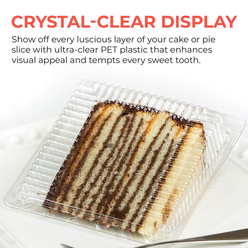 Sideways Cake Slice Containers with Hinged Lids – 30 Pack,