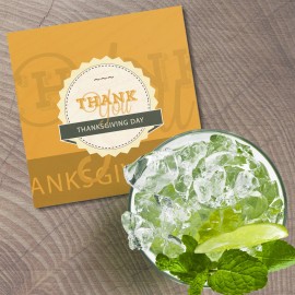 Unbranded Thanks You Thanksgiving Day Emblem 4'' X 4'' Square Wooden Coaster