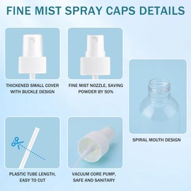 24 Pack Spray Bottle Top, Spray Bottle Nozzle Replacement, 24/410 Fine Mist Spray Caps with 5.9" Dip Tube, Plastic Sprayer Pump for Toners and Essential Oil Bottles, Home, Kitchen White