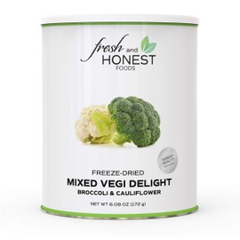 Alimentos frescos y honestos 100% naturales secados en congelación, mezcla Vegi I (brócoli y coliflor) 6.0 oz # 10 lata