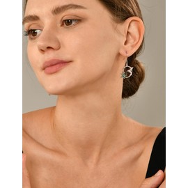 YL 925 Sterling Silver Hummingbird Hook Earrings Created Emerald Flower Dangle Drop Earrings for Women