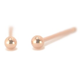 K18PG Pink Gold Round Ball Earrings, 0.08 inch (2 mm), Ball Earrings, 18K Gold, Sold as 1 Pair of Ears, Made in Japan, Nickel Free, yokomountain, Metal, No Gemstone