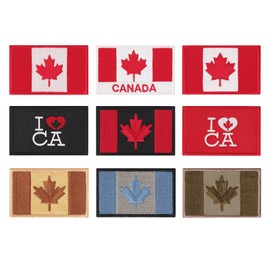 9Pcs Canada Flag Patch,Canadian Flag Patches,Tactical Tags Embroidered Patch with Hook & Loop for Travel Backpack Hats Jackets Team Uniform,Canada Day, DIY Badge Patch(Patriot Edition)