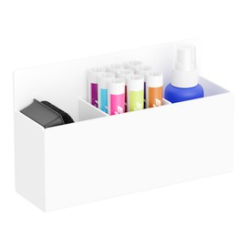 Neatsure Acrylic Magnetic Dry Erase Marker Holder, Magnetic Pen Pencil Cup Holder Organizer for Whiteboard, Fridge, Locker - White
