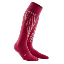 CEP - THERMAL SKI SOCKS with compression for men | Ski compression socks in cranberry/orange with soft lining for warm feet in cold temperatures | Size V