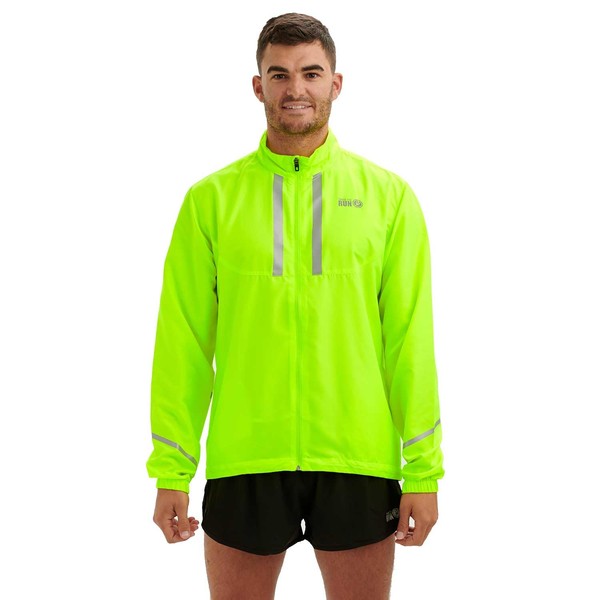 Time To Run Men's Running Jacket with Pockets - Lightweight Windproof Breathable - Ideal for Exercise and Jogging, lime green