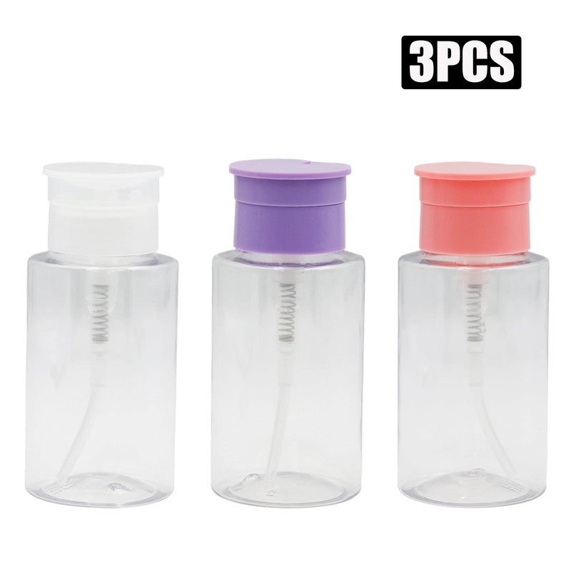 NoxWisp 3 Pcs Transparent Push Down Pump Dispenser with Labels,
