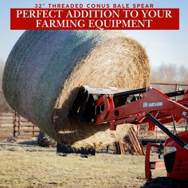 Ag-Rite Conus 2 Bale Spears 32” with Sleeves - 2 Spear Combo: Premium Heavy-Duty Hay Handling - 3,500 lb Load Capacity Black Spears