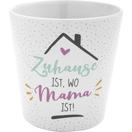 Gruss & CO Flower Pot with Home Motif, Stoneware Flower Planter, Height 10.5 cm, with Saying and Gift Bandole, Gift Flowers, Birthday, 47525