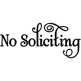 White - No Soliciting 8" x 3.5" Vinyl Decal Sticker - Window Door Solicitation Sales - 20 Color Options