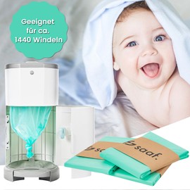 Saaf Nappy Bin Refill Pack - Compatible with Korbell 15/16 Litre and Litter Champ - Pack of 6 - Perfumed Bags - Easy to Use - Baby Nappy Bin Refills - Convenient