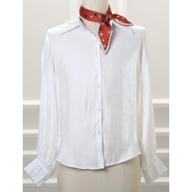 Allegra K Women's Long Neckerchief, Bandana, Double Sided, Polka Dot Skinny Scarf, Hair Ornament,, red