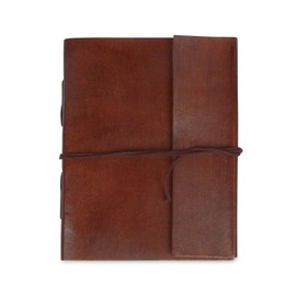 Handmade Bonded Leather Journal Notebook with Unlined Paper, Vintage Leather Travel Diary/Notepad for Women Men (6 x 8 Inch)