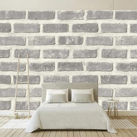 YUMEJUAN Retro Imitation Gray Brick Texture 3D Wallpaper Mural (Tear and Stick) Suitable for Living Room Bedroom Children's Room Wall Background Decoration