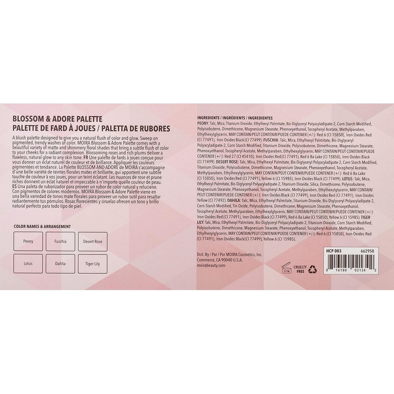 PALETA DE RUBOR BLOSSOM & ADORE MOIRA COMETICS HCP003