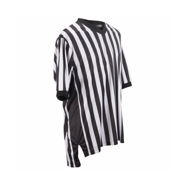 Adams USA Smitty Performance Mesh Side Panel V-Neck Referee Shirt (Black/White, 4X-Large)
