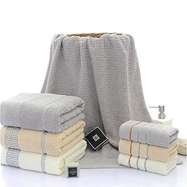 32-Strand Great Wall Bath Towel 100 Cotton Towel Bath Towel 3Pcs Premium Gift Set Hotel Spa Premium Bath Towel Towel (Color Marrón) (Beige)           