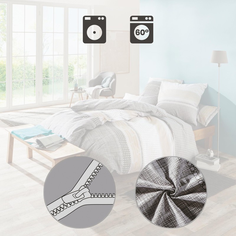 Erwin Müller Seersucker Bed Linen Grey Size 135 x 200