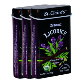 St. Claire's Organic Herbal Pastilles, (Licorice, 1.5 Ounce Tin, Bundle of 3) | Gluten-Free, Vegan, GMO-Free, Plant-based, Allergen-Free | Made in our Allergen-Free facility