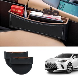 Dragon Art 2 Pack Car Seat Gap Filler Organizer, Leather, Black, Multifunctional Automotive Trays and Bags, Luxury Finish, 2 Pounds