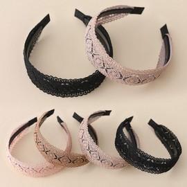 Women's Vintage Lace Elegant Effortless Chic Headband Wide Headband Black 2ea