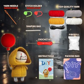 YAMAXIN Crochet Kit for Beginners Adults – 1PCS Joker Amigurumi DIY Yarn Craft Kit with Hook, Tools, and Step-by-Step Video Tutorials – Easy Crochet Starter Set for Learning
