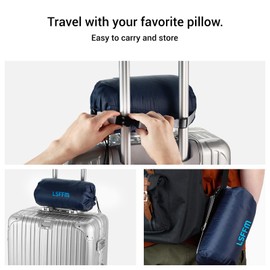 LSFFM Memory Foam Travel Pillow, Camping Pillow for Sleeping with Portable Bag, Easy to Carry, Small Foam Pillows, Double-Layered Pillow Cover (Peacock Blue)