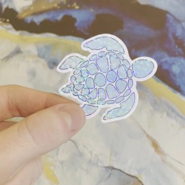 Sticker Surplus Sea Turtle Sticker I Gloss or Holographic Laminate l Waterproof Decal - Medium - Holographic