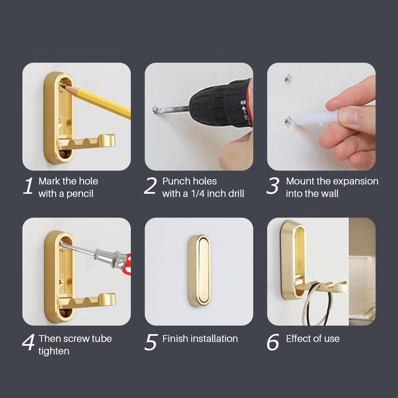 BCYSNR Pack of 4 Foldable Coat Hooks, 90° Foldable Wall
