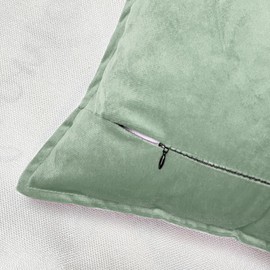 VAKADO Cushion Covers Velvet Decorative Pillow Covers Sage Green Christmas With Fringe Decor Soft Square Cozy Solid Color Cushion Cases Home for Bed Bedroom Sofa Couch Car Set of 2,45X45