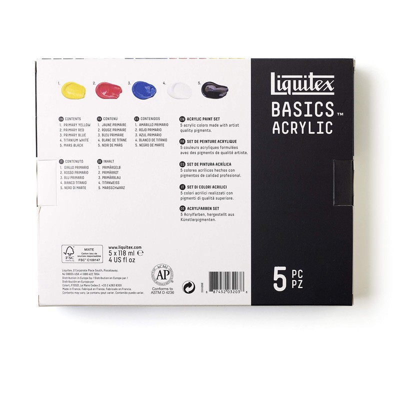 LIQUITEX Basics - Juego de acrílico (5 x 118 ml)