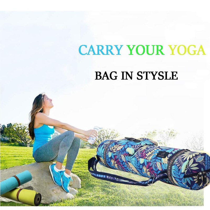 Vianber Yoga Mat Bag, Foldable Canvas Yoga Exercise Mat Tote