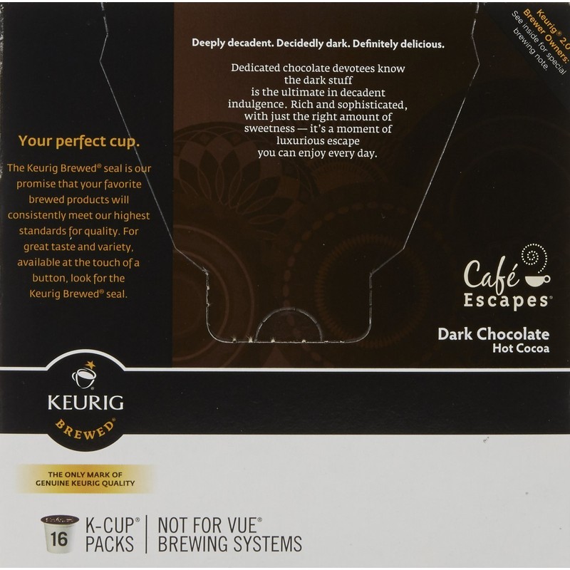 Cafe Escapes Dark Chocolate Hot Cocoa Keurig K-Cups, 16 Count