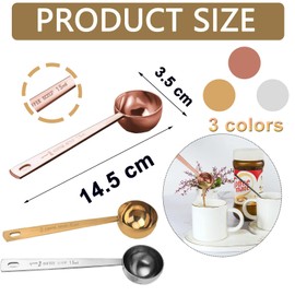 3 Stück Kaffeemaßlöffel 15ml, Messlöffel Edelstahl Kaffee DosierlöFfel für Abmessen, Kaffeelöffel Portionierer mit Langem Griff, Wiederverwendbar Runder Kaffeelöffel für Zucker Tee Kaffee Kakao