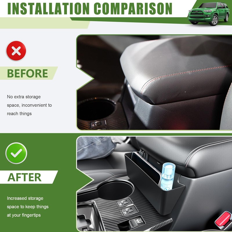 Qyebbk Center Console Organizer for 2010-2024 Toyota 4Runner Hanging Armrest