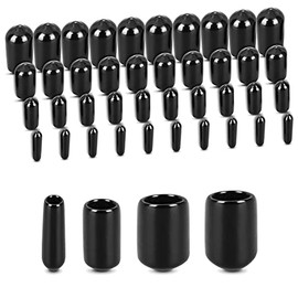 Cobee Rubber End Caps, 40pcs Round Vinyl Flexible End Caps Black Vinyl End Cap Screw Protector Caps Rubber Screw Caps Rubber Bolt Covers Caps Vinyl Cover Screw Thread Protectors 3mm 6mm 9mm 12mm