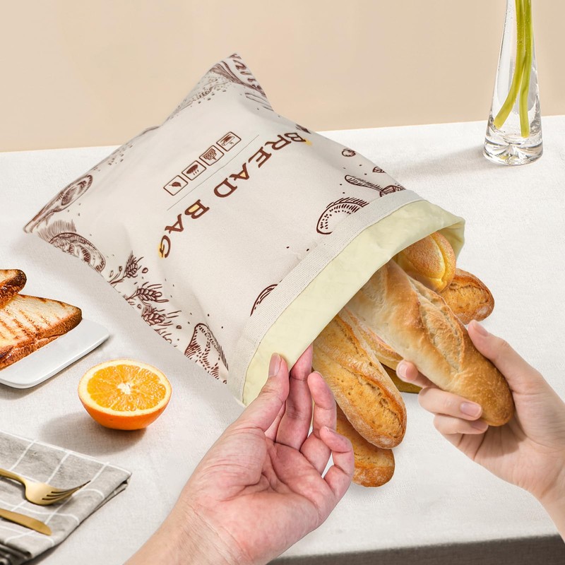 Beeswax Bread Bags for Homemade Bread, 2-Pack Reusable Sourdough Bread