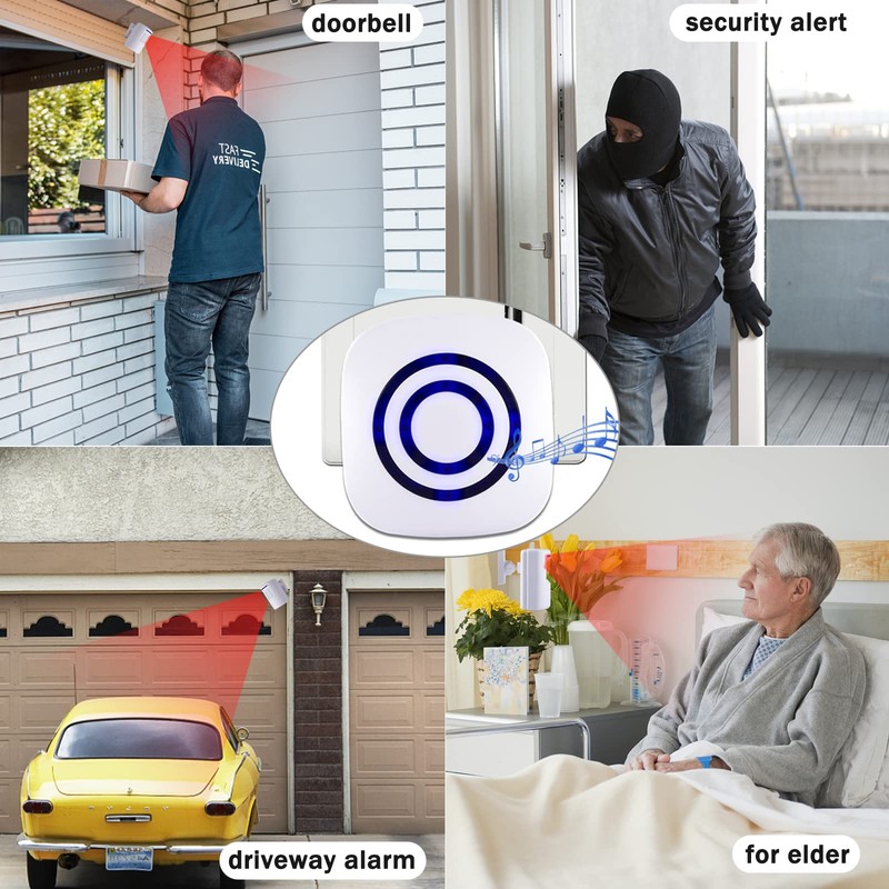 BESTOONE Motion Sensor Alarm, Long Range Wireless Driveway Alarm, Indoor