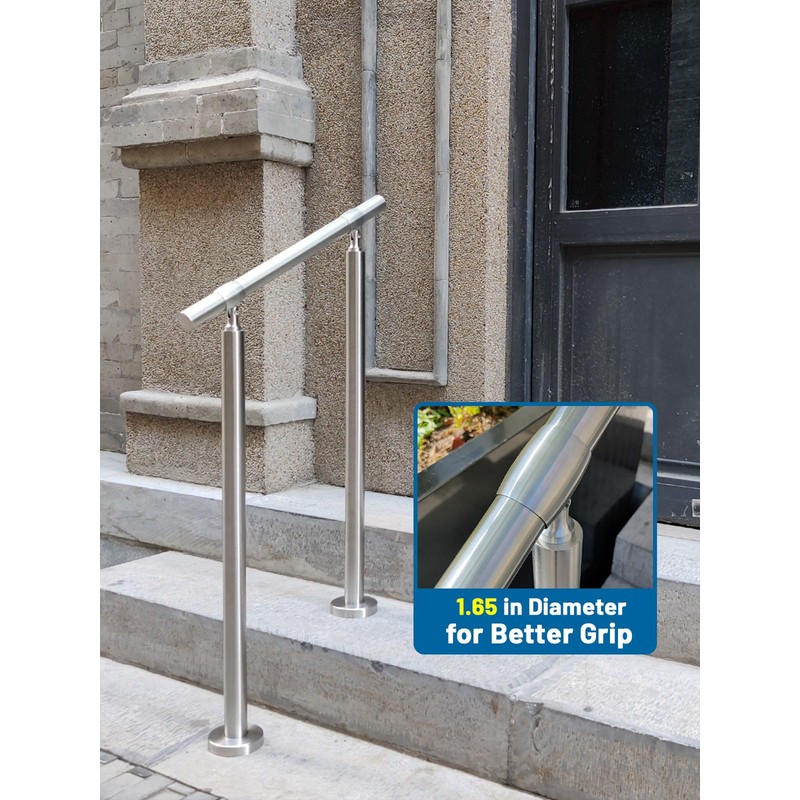 ZALNVEY 1-2 Step Stair Railing, Handrail for Indoor Outdoor Steps,