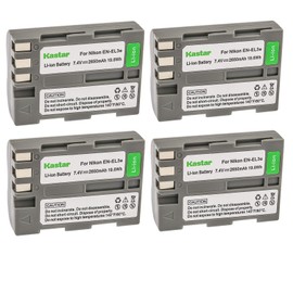 Kastar Battery (4-Pack) for Nik EN-EL3e, EN-EL3a, EN-EL3 Battery, MH-18, MH-18a Charger, Nik D50, D70, D70s, D80, D90, D100, D200, D300, D300S, D700 Cameras and MB-D10, MB-D80 Grips