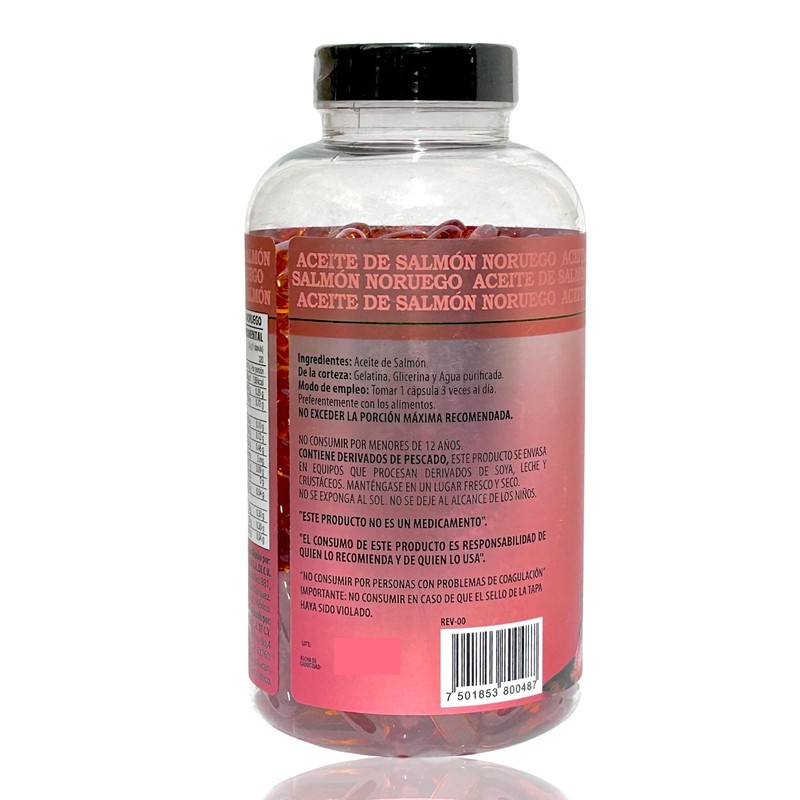 Aceite de Salmón Noruego Omega 3, 320 capsulas All Nature.
