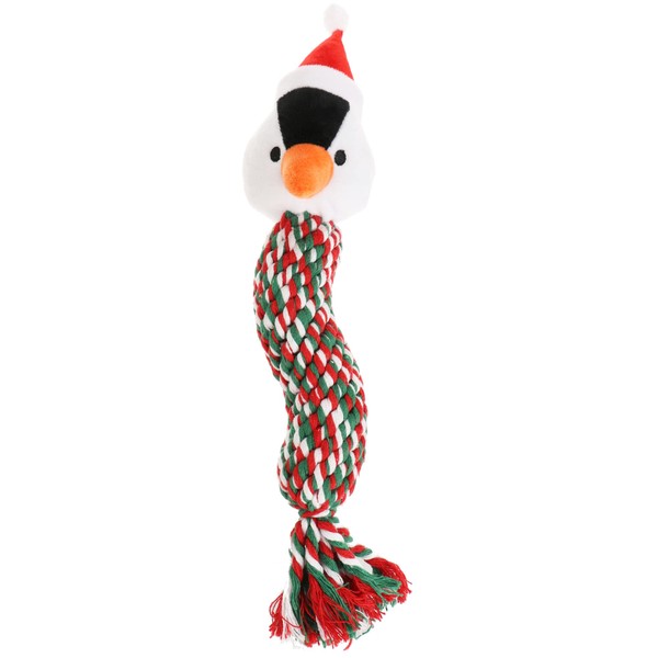 com-four® Hundespielzeug Pinguin - Kauspielzeug - Quietschspielzeug mit Juteseil und