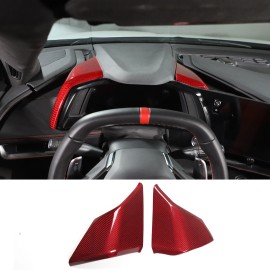 Unbranded Red Carbon Instrument Speedmeter Display Side Frame Trim For Corvette C8 2020-25