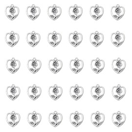 Ruwado 30 Pcs Heart Shape Charms with Rose Hollow Cute 1.8 x 1.6 cm Metal Pendants for Jewelry Making Kits Findings Bracelets Necklace Keychain Earring Supplies (Antique Silver)