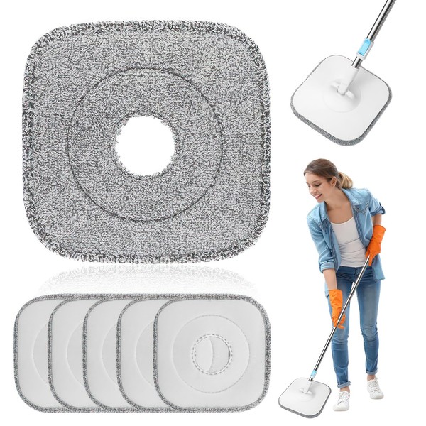 Miawtro 6 x Mop Pads, 22 x 22 cm Microfibre