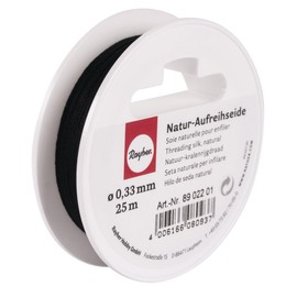 Rayher Seta Naturale per Infilare, Nero, 0,35 Mm Ø, Rocchetto 25 M, 8902201